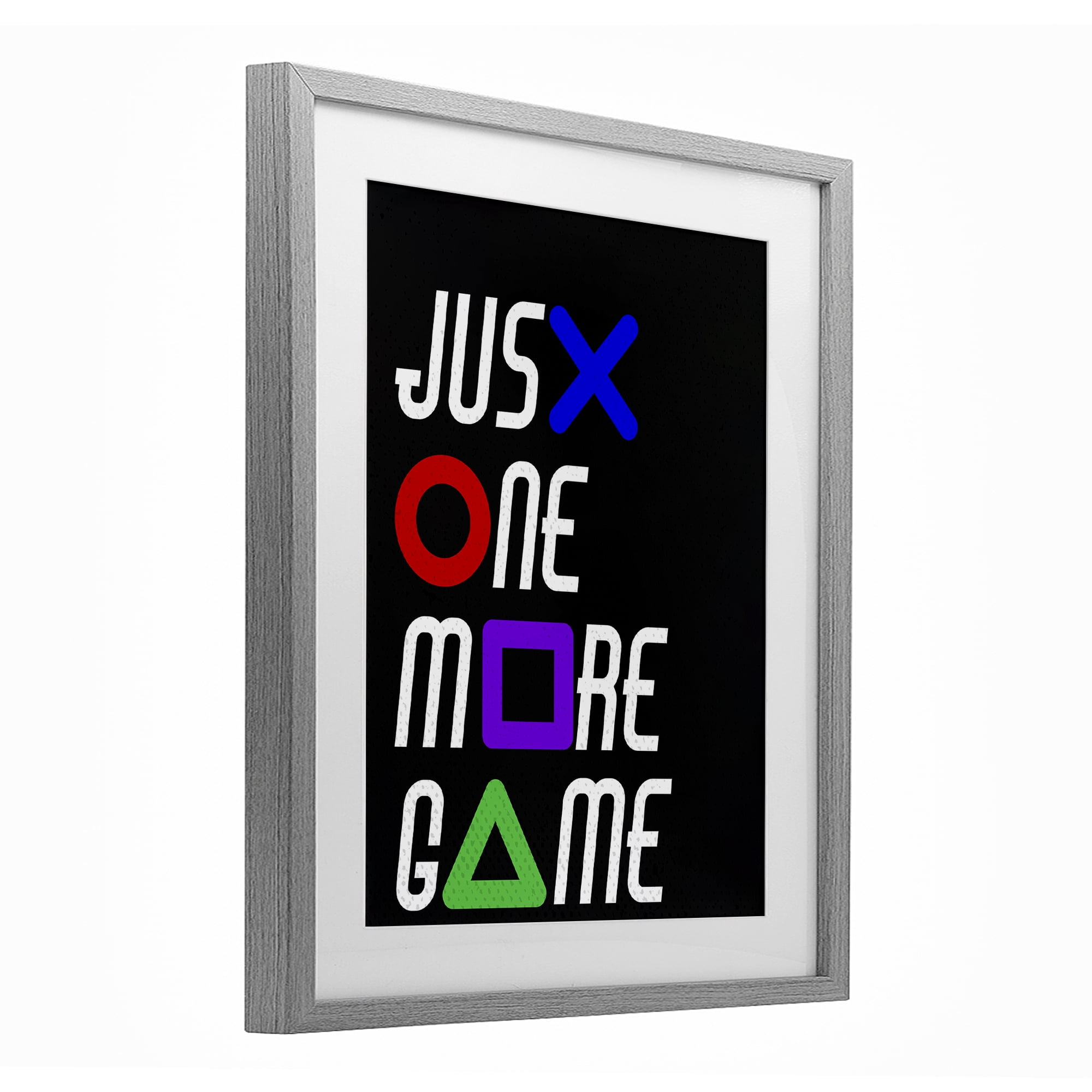 One More Game with Symbols Gray Framed Print Under Glass, design by Kim Allen