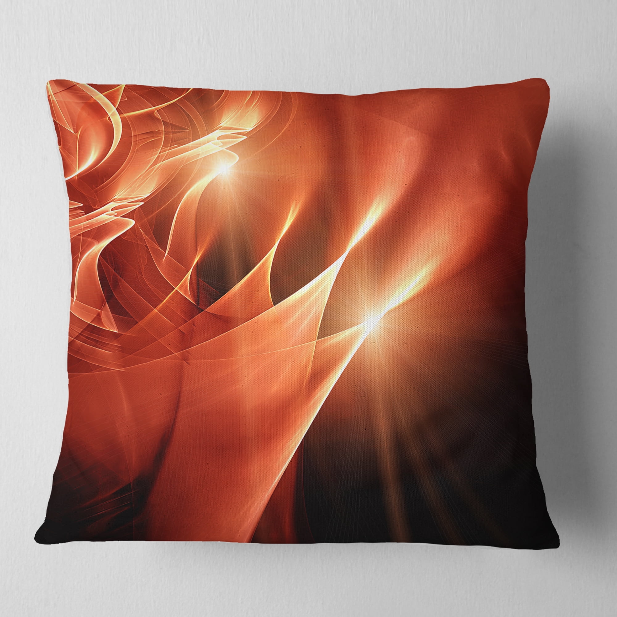 Designart Abstract Warm Brown Fractal Design - Contemporary Abstract Throw Pillow - 16x16