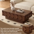 thumbnail image 4 of LKTART 38.6" Solid Wood Veneer Coffee Table with Storage & Sliding Top, Modern Mid Century Rectangle Center Table - Walnut, 4 of 17