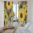 thumbnail image 3 of Spring Daisy Kitchen Curtain for Berdoom Living Room Cafe 72 Inch Length, Green Rustic Botanical Brown Yellow Florals Tiers Curtains Light Filtering Drapes Window Treatment 2 Panels 52"Wx72"L, 3 of 8