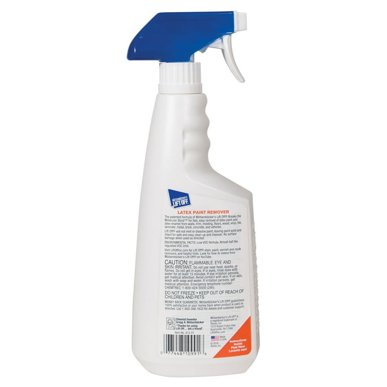 Mtsenbcker's Lift Off Latex Paint Remover - 22 fl oz (0.7 quart) - 1 Each - Water Based, Environmentally Friendly, Low VOC - White Mtsenbcker's Lift Off Latex Paint Remover - 22 fl oz (0.7 quart) - 1 Each - Water Based, Environmentally Friendly, Low VOC - White