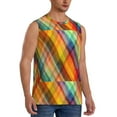 thumbnail image 2 of Balery Abstract Watercolors Tartan Men's Sleeveless Muscle Shirts Workout Tank Top, Moisture Wicking, Odor Protection-X-Large, 2 of 8