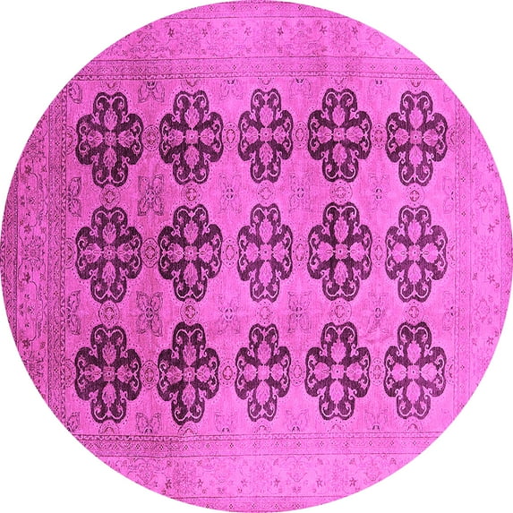 Ahgly Company Indoor Round Oriental Pink Traditional Area Rugs, 8' Round