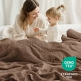 thumbnail image 2 of 6-Layer Cotton Gauze Blanket, Lightweight Breathable Muslin Throw Blanket, Soft All Season Bed Blanket, 66" x 90", Tan, 2 of 6