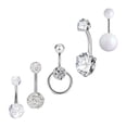 thumbnail image 2 of 5 anillos para ombligo de acero inoxidable, conector redondo para mancuernas para hombres y mujeres, 2 of 8