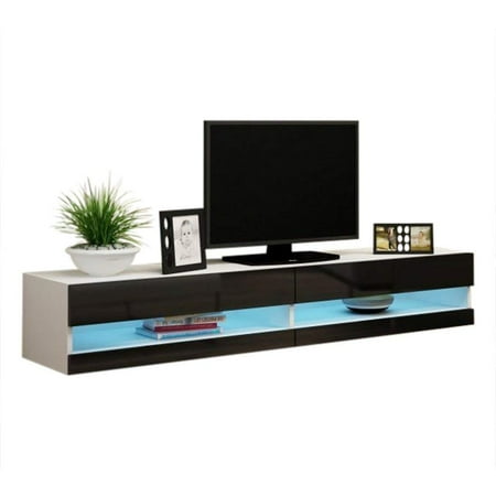 Vigo New 180 LED Wall Mounted 71" Floating TV Stand, White ...