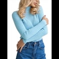 thumbnail image 2 of Suéter de Cuello Alto Acanalado para Mujer, Larga, Blusa Térmica de Peso Medio Azul un Tamaño, 2 of 10