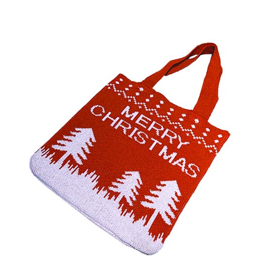 FOMIYES Red Christmas Tree Pattern Knitted Large Capacity Shoulder Tote Bag 1 Pc