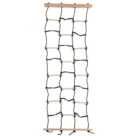 Kids Climbing Cargo Net With Nylon Rope and Wooden Dowels- Fun Outdoor Toy for Balance, Coordination and Strength for Boys and Girls By Hey!