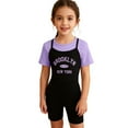 thumbnail image 3 of Tfken outfits sets for children girls Crew Neck Short Sleeve Letter Print Casual T-Shirt Pant 2Pc Trendy clothing sets Purple Size 7-8 Years, 3 of 9