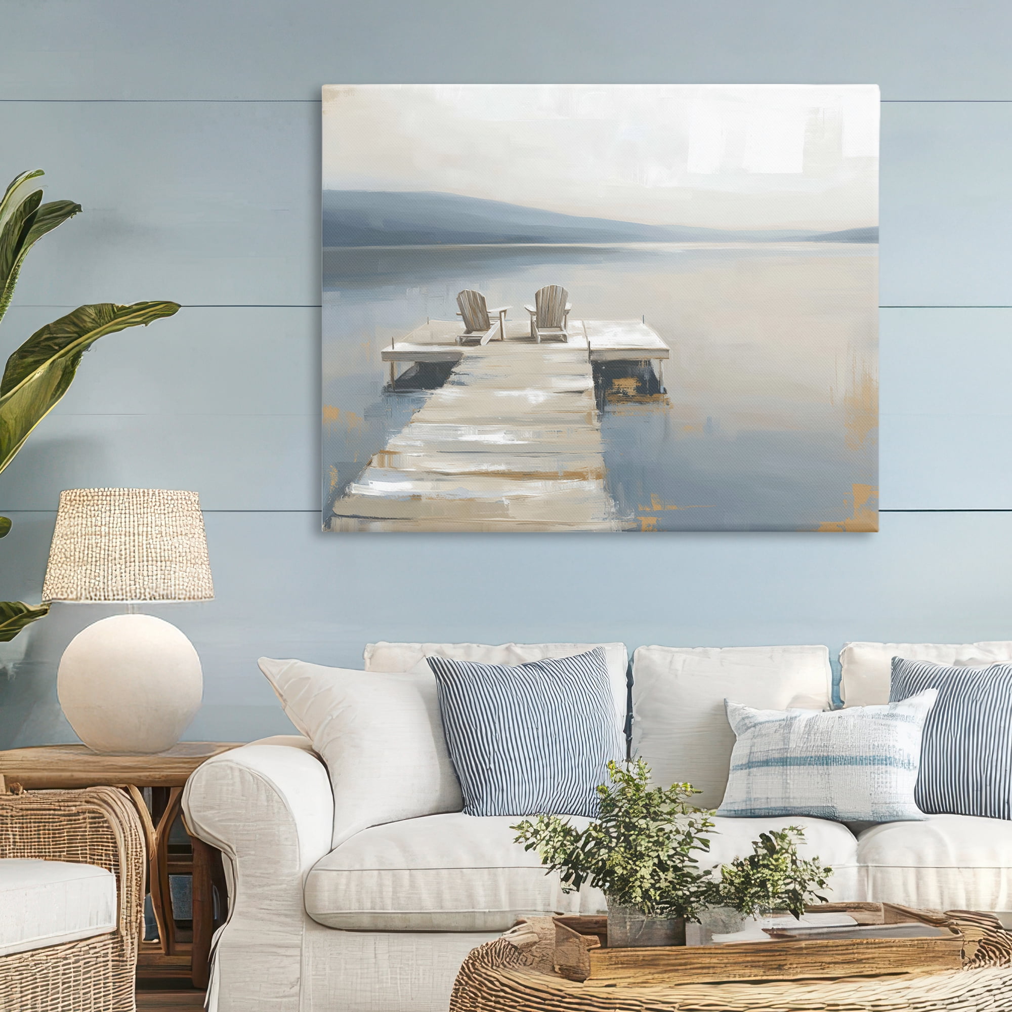 Stupell Industries Adirondack Chairs on Pier Canvas Wall Art, design by Kim Curinga