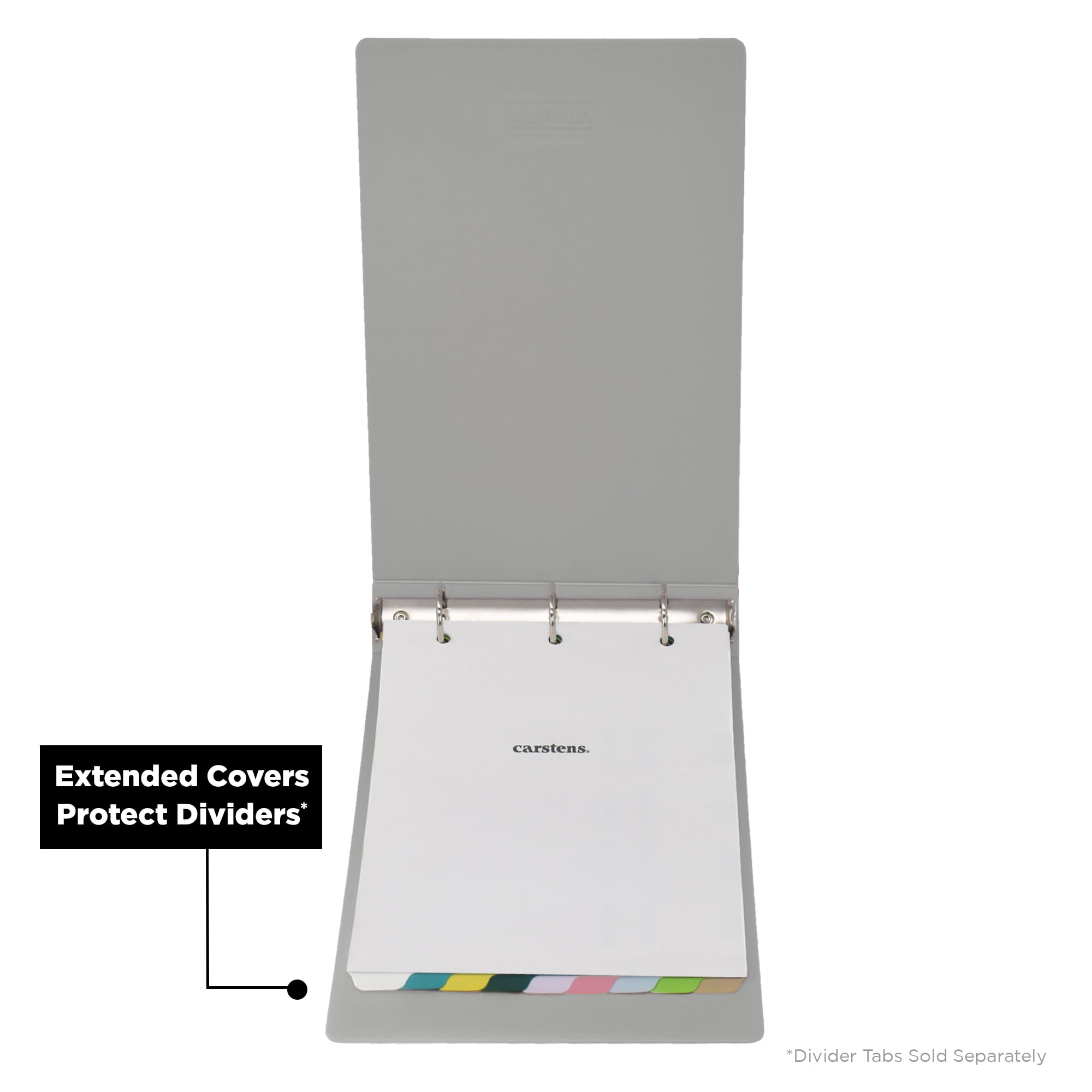 Carstens 3-Inch Heavy Duty 3-Ring Binder - Top Opening, Ash Gray