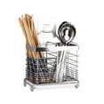 thumbnail image 1 of LUANT Stainless Steel Hanging 2 Compartments Mesh Utensil Drying Rack/Chopsticks/Spoon/Fork/Knife Drain Basket/Tableware Dinner Service Holder/Cutlery Organizer Caddy/Flatware Storage Drainer Square, 1 of 4