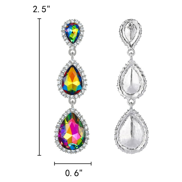 Chandelier Green Austrian Crystal Earrings Silvertone Chandelier Green Austrian Crystal Earrings Silvertone