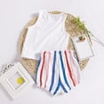 thumbnail image 3 of XBASW Newborn Baby Boys Outfits Summer Tank Top T-Shirt + Striped Shorts Holiday Party Cotton Set for 6-24M, 3 of 9