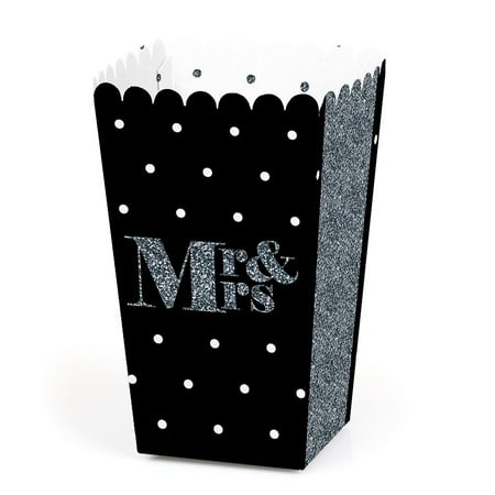 Mrs Favor Boxes - Mr. & Mrs. Silver - Wedding Favor Popcorn Treat Boxes - Set of 12