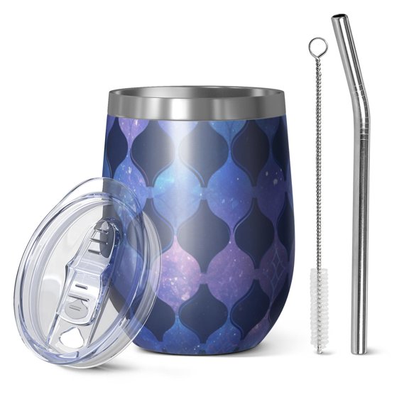 12oz Stainless Steel Insulated Wine Tumbler with Lid and Straw – Double Wall Vacuum Mug for Hot & Cold Drinks, 304 Steel Interior, Sweat-Free Design