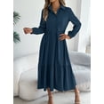 thumbnail image 5 of Women’s Relaxed Fit Long Sleeve Ruffle Detail Shirt Dress Effortless Everyday Tunic Style, 5 of 5