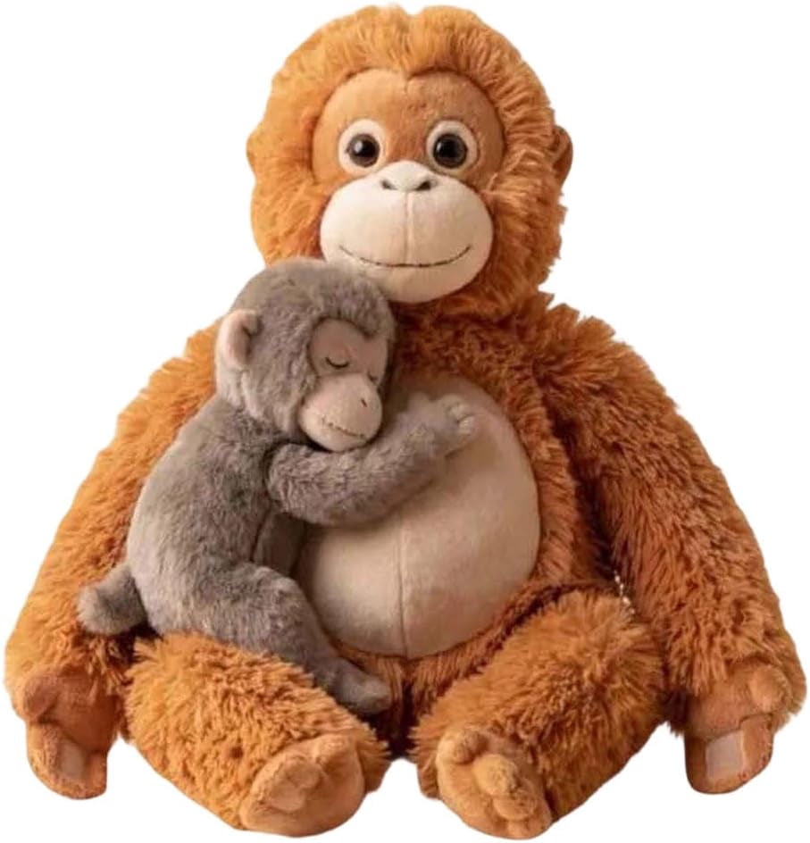 Punch Monkey Plush, Orangutan Plush with Baby Monkey Soft Toy, Washable & Safe for Fans, Realistic Soft Cuddly Monkey Toy