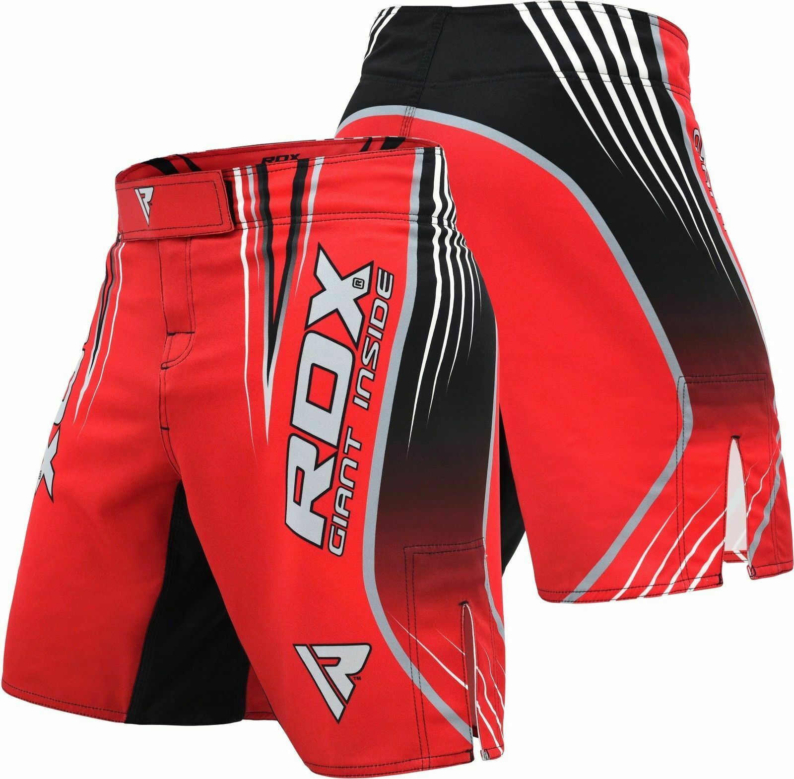 Shorts RDX MMA - Polyester/Élasthanne, Cordon De Serrage, Fentes Latérales - Pour Grappling, Kickboxing, Fitness