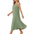thumbnail image 4 of Ohufall Nightdress for Women Square Neck Ruched Solid Color Maxi Dress Sleeveless Loungewear & Sleepwear Long Dress, 4 of 8