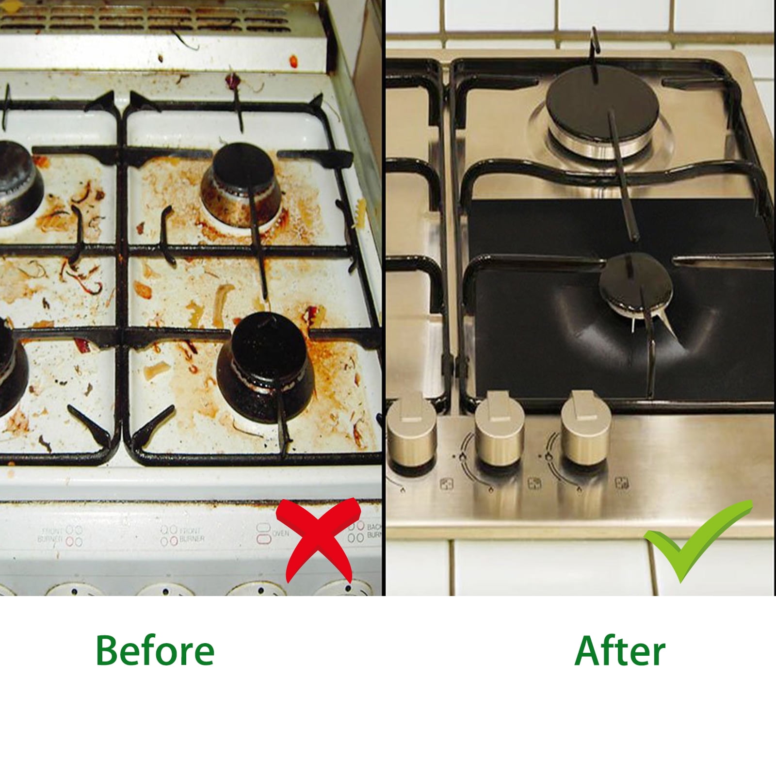 8pcs Gas Hob Range Protectors Reusable Kitchen Stove Burner Covers Stove Top Protector Liner Cover Heat-Resistant Non-Stick 
