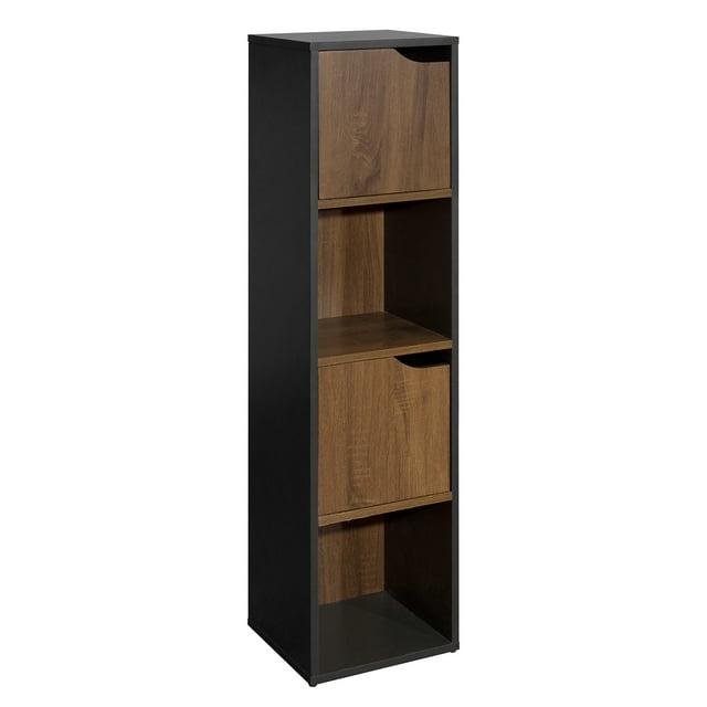 Estante Librero con Cuatro Almacenes y Dos Puertas, Color Café HOMEMAKE FURNITURE Vintage