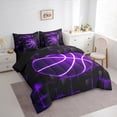 thumbnail image 4 of Homewish Neon Purple Basketball Twin Bedding Sets 7-Piece for Boys, Futuristic Square Honeycomb Bedding Comforter Set, Sports Theme Reversible Sheet Sets, Lightweight Room Decor, 4 of 8