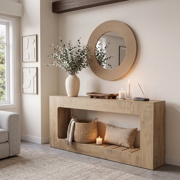 78.7-Inch Long Console Table – Farmhouse Entryway Sofa Table with 2-Tier Storage Shelf, Narrow Rustic Wood Table for Hallway, Living Room, and Behind Couch