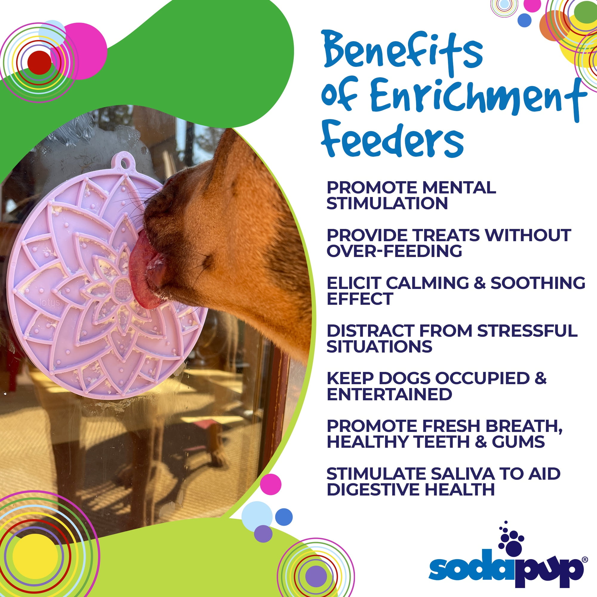 SodaPup Lotus eMat Enrichment Lick Mat with Suction cups, L, Light Purple