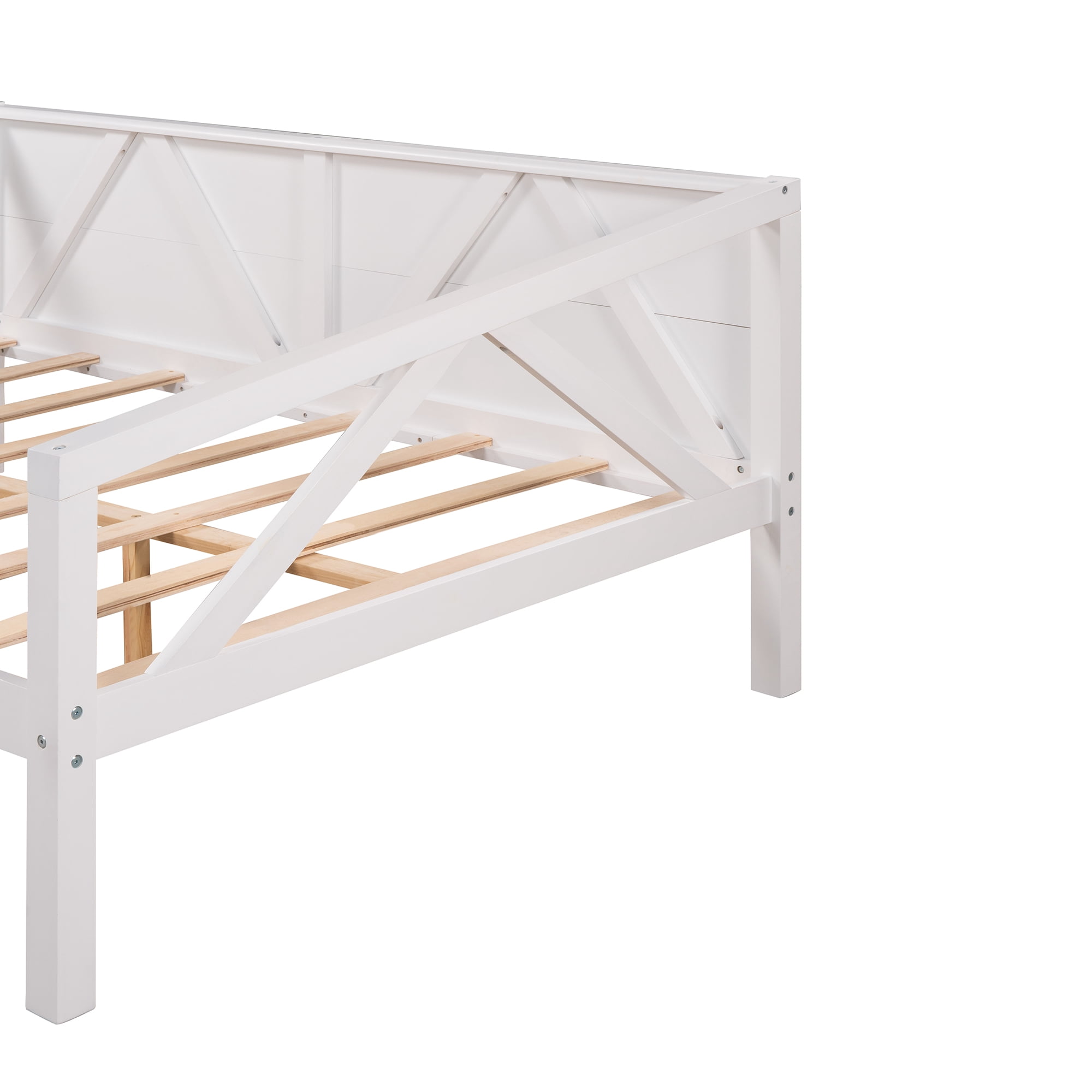 Aukfa Daybed, Solid Wood Full Size Daybed Frame, White