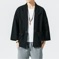 thumbnail image 3 of Casual Jackets for Men 2025 Japanese Lightweight Loose Linen Cardigan Jacket with Pockets Outerwear Coat, 3 of 7