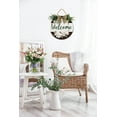 thumbnail image 3 of Eveokoki Magnolia Welcome Front Door Sign Funny Wreaths Hanging Wooden Plaque Decoration Round Rustic Wood Farmhouse Porch Decor for Home Front Door Decor, 11 x 11 Inch, 3 of 5