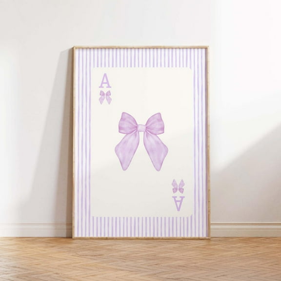 Trendy Purple Bows Wall Art, Girly Playing Card, Preppy Poster, Coquette Room Decor, College Apartment Watercolor Bows Wall Decor Wall Art, Modern Wall Decor, 8x12 UNFRAMED