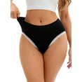 thumbnail image 4 of INSPIRE CHIC Women's Lace Trim Mid-Waisted Briefs Butt Lifter No Trace Underwear S Black, 4 of 4