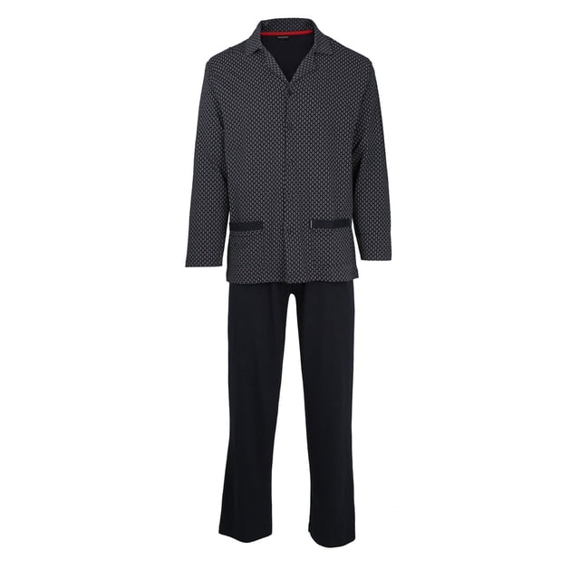 GÖTZBURG Conjunto de Pijamas de Hombre - largo, Algodón, estampado Azul M (Medium)