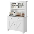 thumbnail image 7 of Studyset Kitchen Pantry Cabinet with Microwave Stand,Freestanding Hutch Cabinet with Buffet Cupboard,Tall Storage Cabinets with Adjustable Shelves,Buffet Cabinet with Hutch for Kitchen,Dining Room, 7 of 7