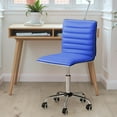 thumbnail image 2 of Furmax Leather Swivel Office Chair - Mid Back Vanity Chair for Makeup Desk, Armless Ribbed Task Chair with Ergonomic Support (Blue), 2 of 7