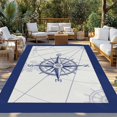thumbnail image 2 of Blue Compass Nautical Outdoor Rug 5x8 Ft - Reversible Patio Rug Outdoor Camping Rugs, Coastal Abstract Art Retro Washable Indoor Outdoor Area Rugs, Non-Slip Outdoor Carpet Runner for Deck/Porch, 2 of 8