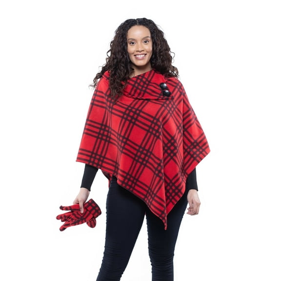 Elisa Cozy Coat Fleece Poncho and Gloves Set