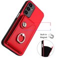 thumbnail image 5 of Wallet Case Compatible for Samsung Galaxy S23 with Card Holder, Rotation Finger Ring Kickstand Card Slots Case, Classic PU Leather Shockproof Magnetic Button Cover for Galaxy S23, Red, 5 of 6