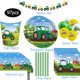thumbnail image 1 of Cubiertos desechables de Tractor verde para fiesta de cumpleaños, platos, vasos, mantel, globos, decoración, suministros para fiestas, 1 of 4
