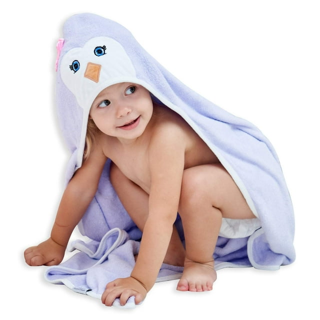 Toalla de baño para bebé con capucha HIPHOP PANDA Púrpura Pingüino 95x95 cm