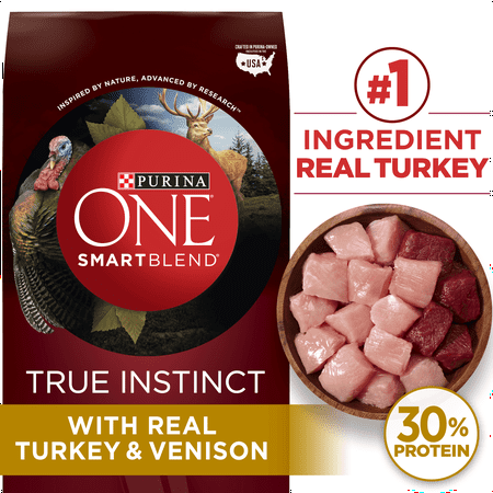 Purina ONE High Protein Natural Dry Dog Food; SmartBlend True Instinct With Real Turkey & Venison - 36 lb.