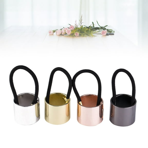 Raindrops 3Pcs Metal Cylinder Hair Ring Assorted Color Durable Hair Bands for Decoration and Everyday Wear