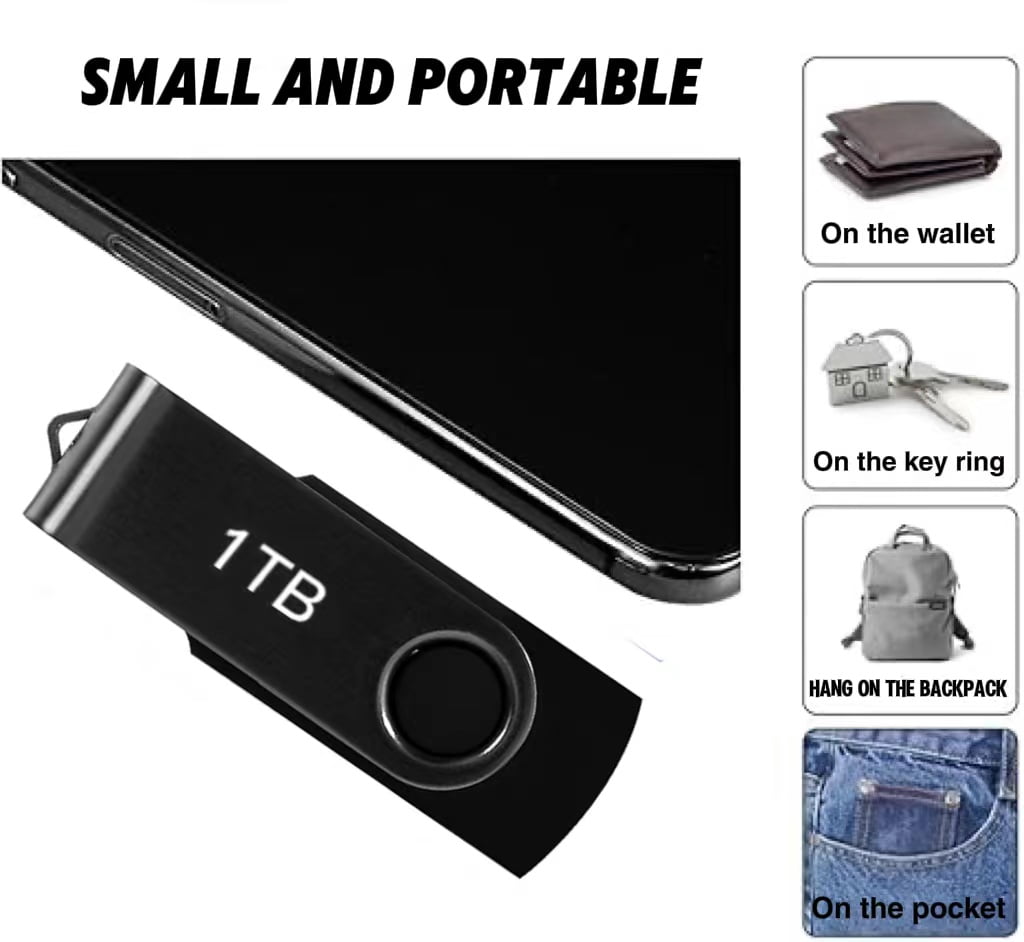 1T USB Flash Drive 1000GB Rotatable Memory Stick External Storage Drive for Laptop PC-MAOLAI
