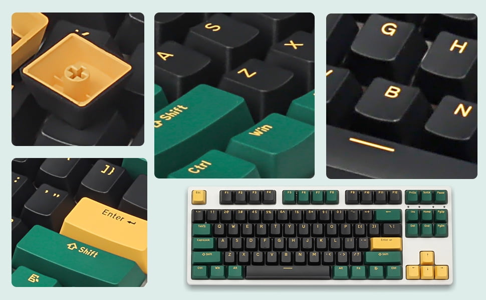 PBT Keycaps Set Custom OEM Profile,Cherry MX Keyset for US and UK Layouts 108/104/98/87/68/61 MX Switches Mechanical Keyboard,Mars Green