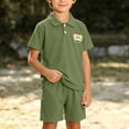 thumbnail image 2 of Odeerbi Niños 2 Piezas Preppy Outfit Oso Bordado Tenis Camisa de Golf y Pantalones Cortos Conjunto de Uniforme Escolar, 2 of 8