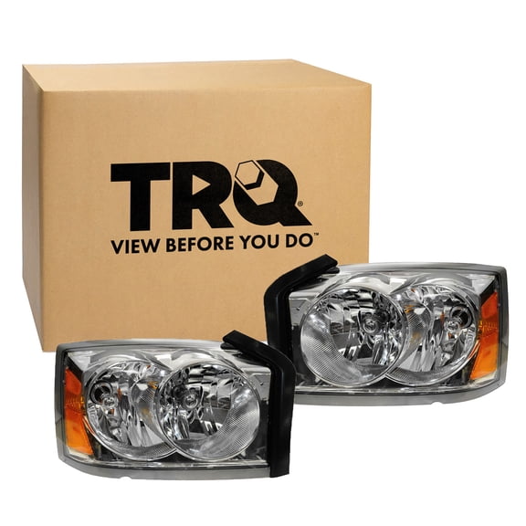 TRQ 2 Piece Headlight Assembly Set Driver & Passenger Side Fits 2005-2007 Dodge Dakota CH2502159 CH2503159