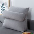 thumbnail image 1 of 18" x 18" x 8" Fabric Cotton Waist Wedge Pillow Support Neck Backrest Cushion Headboard w/ Pocket and Zipper Design, 1 of 5